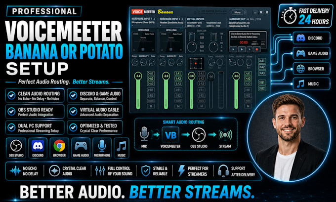 setup and fix voicemeeter banana for obs streaming audio