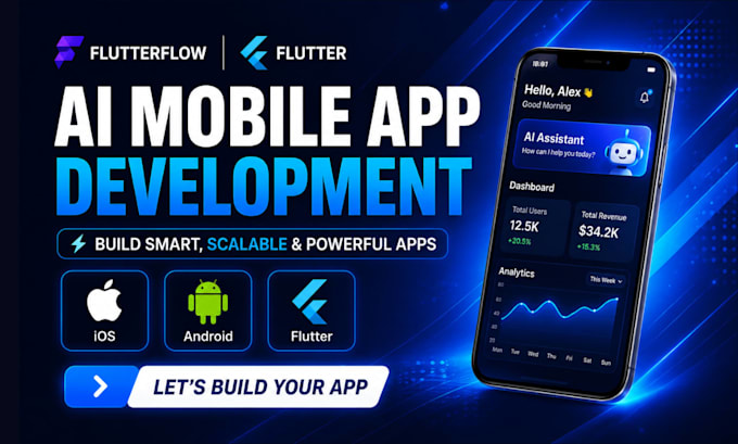 build flutterflow mobile app flutter app android ios fintech ai app developer