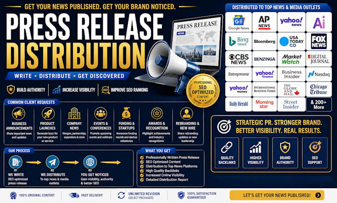do pr distribution, seo press release writing, and high da guest posting