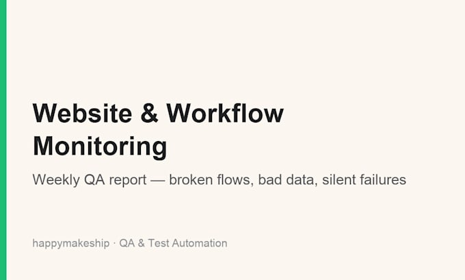 monitor your website and ai workflow weekly and send a QA report