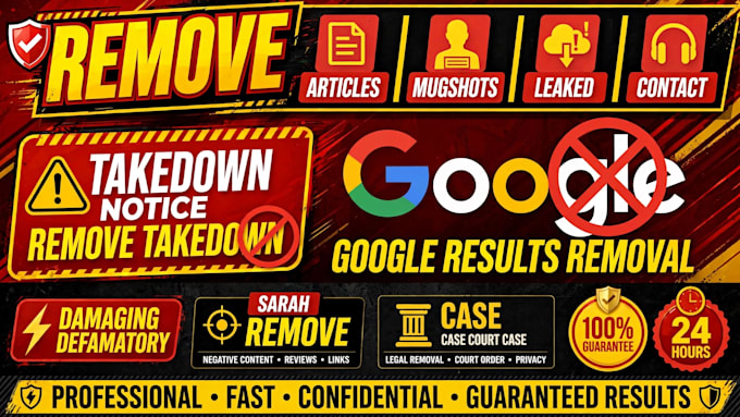 deindex defamatory google links, court cases, negative links, news articles