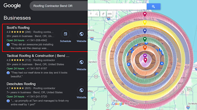 create a google maps radius map for gbp ranking