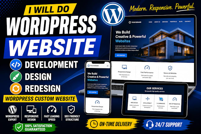 do wordpress website development, design or redesign wordpress custom website