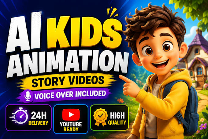 create ai kids animation videos with voice over for youtube