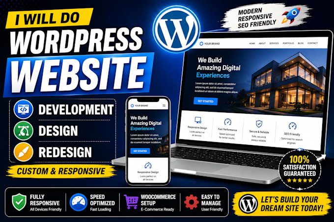 do wordpress website development, design or redesign wordpress custom website