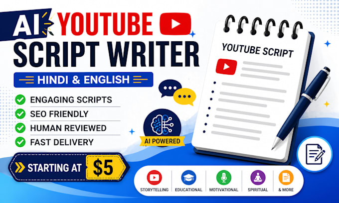 ai content writer youtube script writer  hindi translator