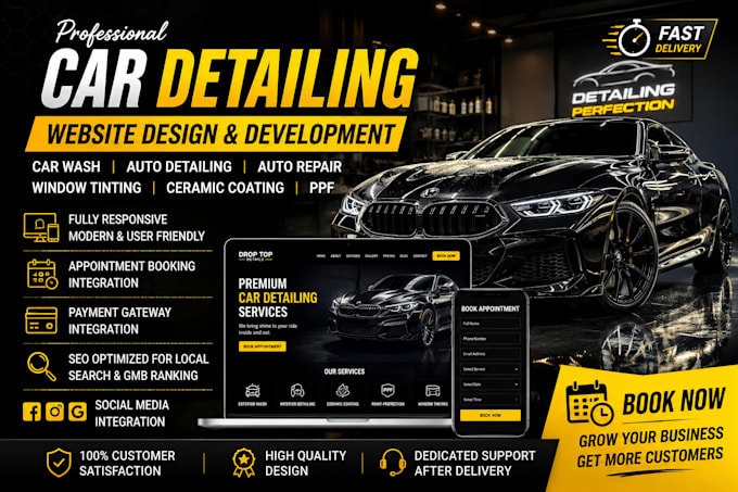 design car detailing car wash website auto detailing website
