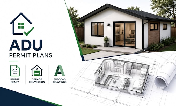 design adu permit plans, garage conversion and autocad drawings