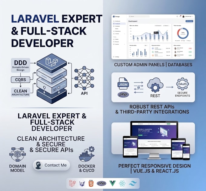 develop custom laravel web application and rest api