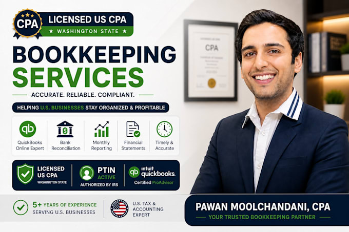 professional bookkeeping in quickbooks as a licensed US CPA