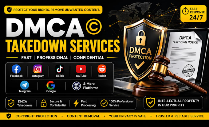 remove delete,takedown,fb,reddit instagram,tiktok,telegram,google,yt, under dmca