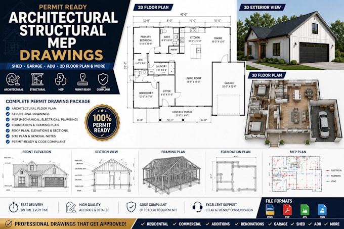 draw city permit drawings for house plan, pergola carport sunroom gazebo fence
