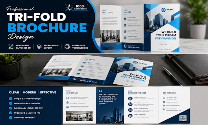 design modern professional tri fold brochure