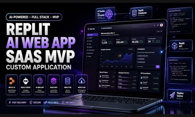 build replit ai web app, replit agent, custom app and full stack saas solution