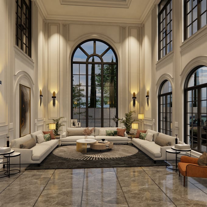 create a realistic 3d interior rendering for real estate