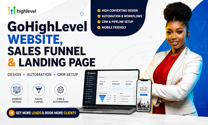 design gohighlevel website, sales funnel, CRM and automation