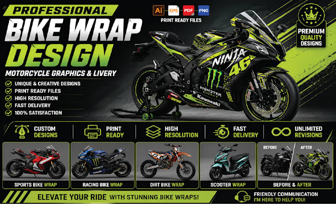 design professional bike wrap and motorcycle graphics