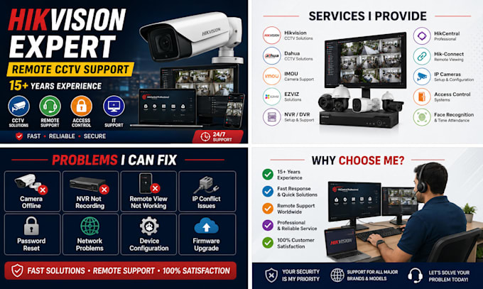 remotely fix  cctv, nvr, dvr and access control issues