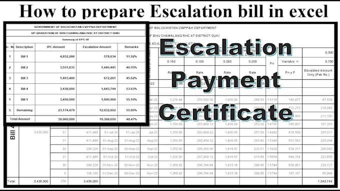 prepare excalation payment certificate epc