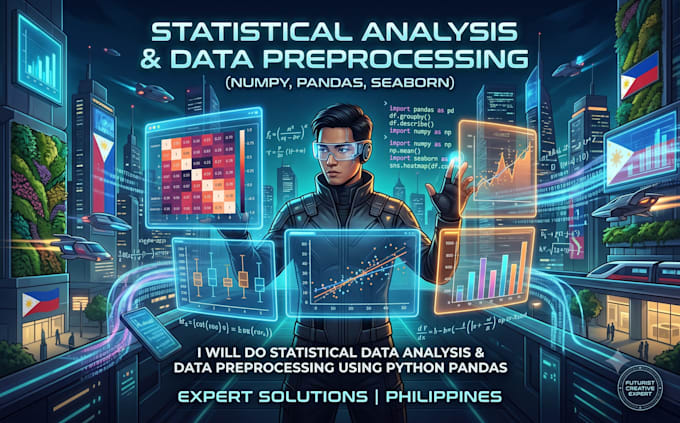 do statistical data analysis data preprocessing using pandas numpy philippines