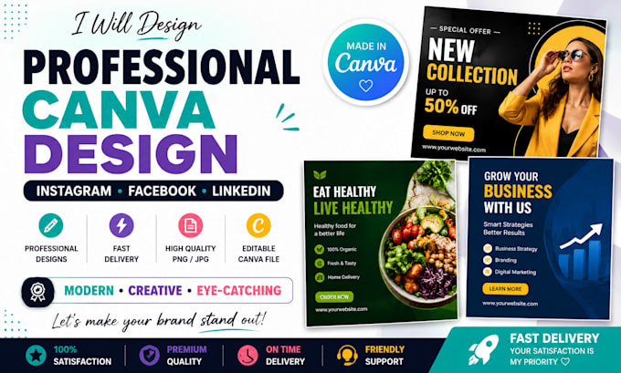 design professional canva instagram posts, social media posts and carouse