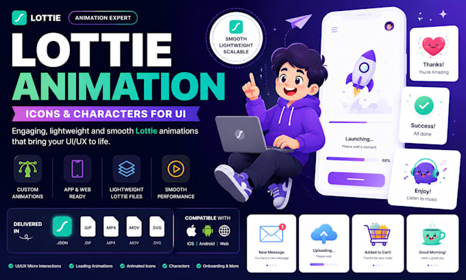 animate lottie icons and characters for u
