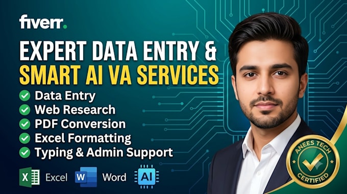 be your smart ai virtual assistant for data entry, excel work and copy paste