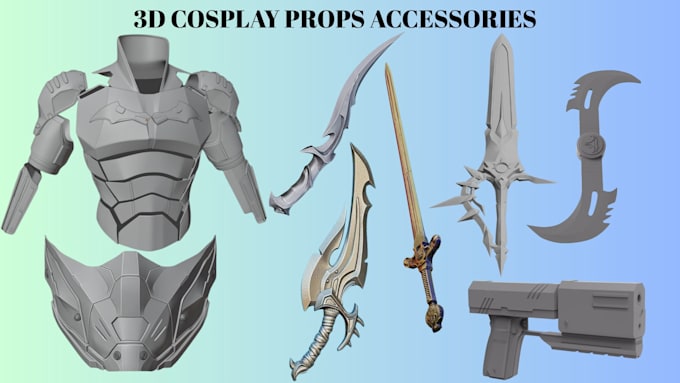 design 3d cosplay props 3d weapon cosplay armor accessories for 3d printing