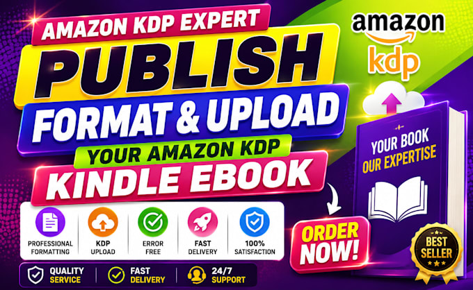 publish, format and upload your amazon KDP kindle ebook