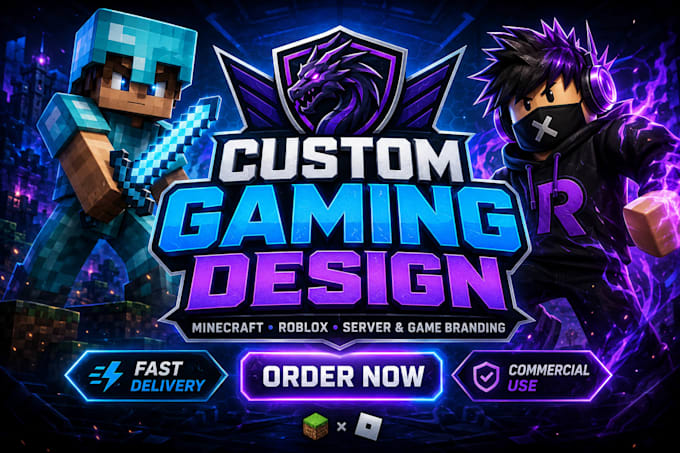 design custom minecraft server logo and roblox game branding