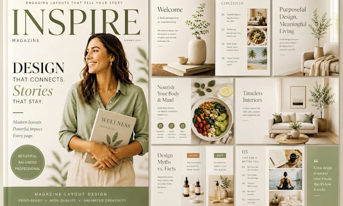 design a premium magazine, catalog or brochure layout
