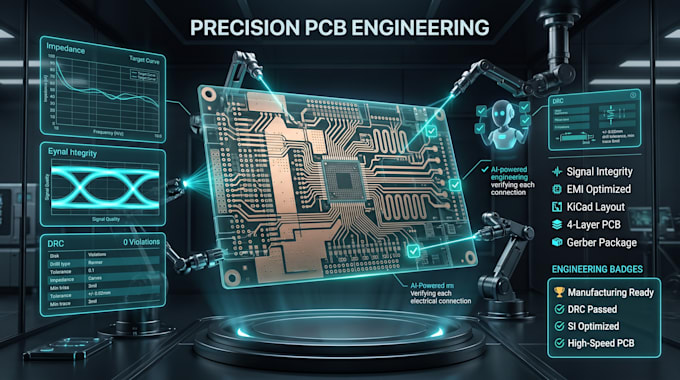 create high speed kicad pcb layout 4 layer pcb routing and gerber manufacturing