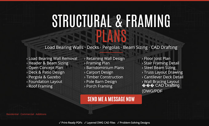 design structural plans load bearing wall removal deck pergola permit plan