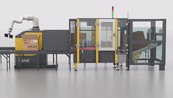 create 3d industrial animation automation factory packaging line explainer video