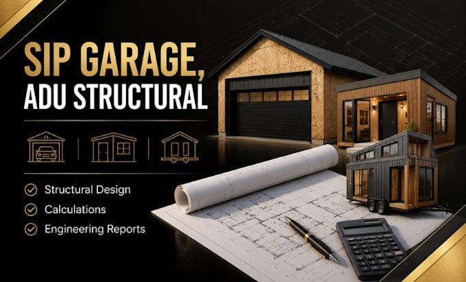 sip garage, adu structural design calculations, cabin and tiny house reports