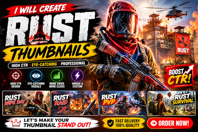 create minecraft thumbnail, horror thumbnails and rust gaming thumbnails