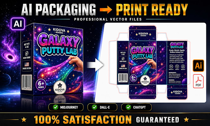convert ai generated packaging design into print ready vector dieline files cmyk