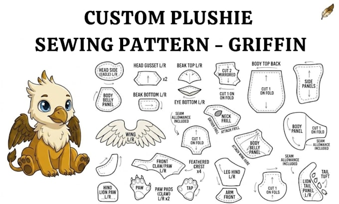 create custom plush sewing pattern soft toy template and stuffed animal pattern