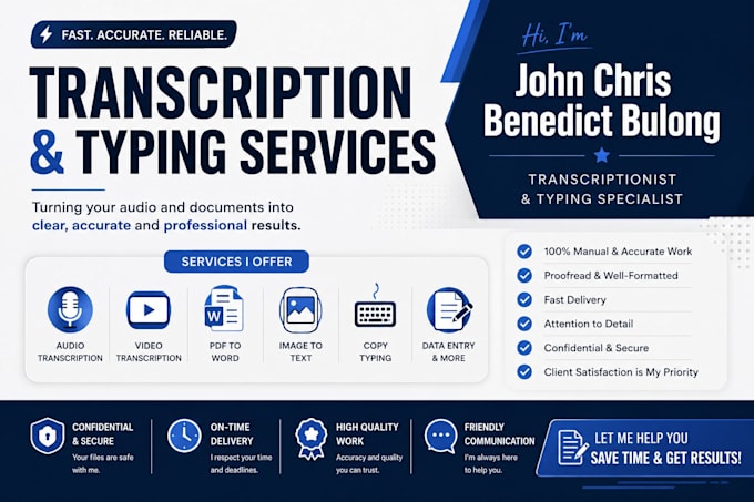 transcribe audio or video accurately and do fast typing jobs