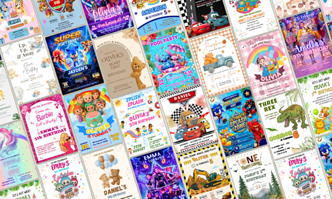 design a stunning custom kids birthday invitation card