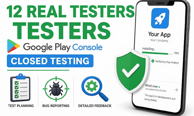 provide 12 tester for your google play console closed testing with answers