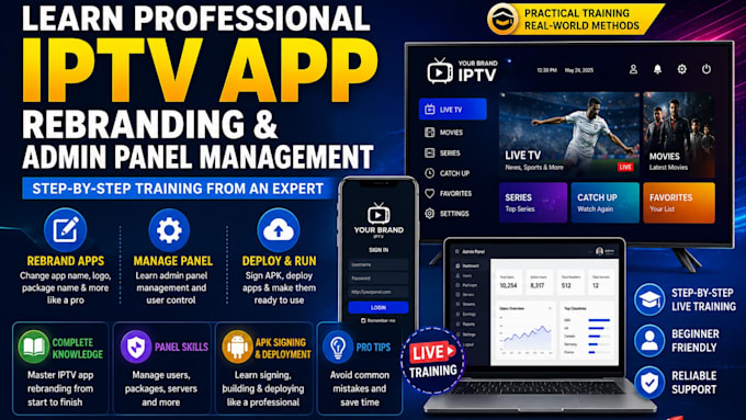 teach you iptv app rebranding with admin panel management
