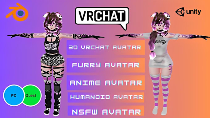 create custom vrchat avatar, vr avatar, vrc commission, furry avatar, 3d model