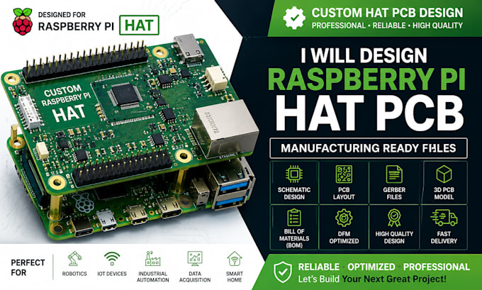 design raspberry pi hat pcb with manufacturing files