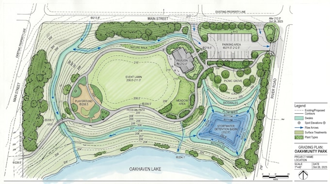 design site grading plans, drainage plans stormwater, site plan, erosion control