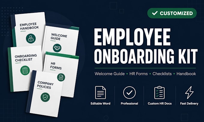 create professional employee onboading kit, handbook and new hire document