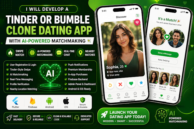 develop a tinder or bumble clone dating app with ai powered matchmaking