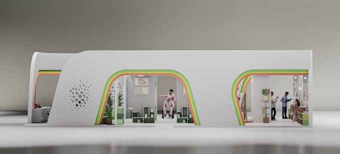 design a modern 3d exhibition stand or trade show booth