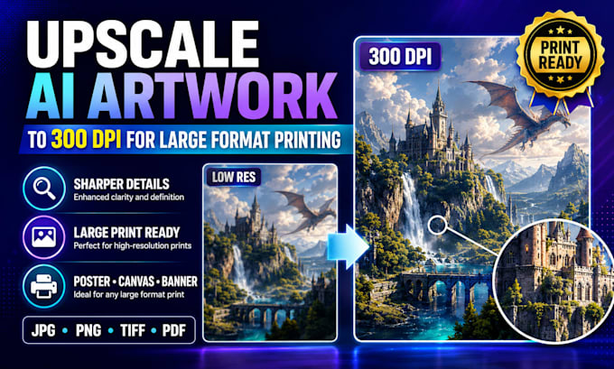 upscale your ai artwork to 300 dpi for large format printing