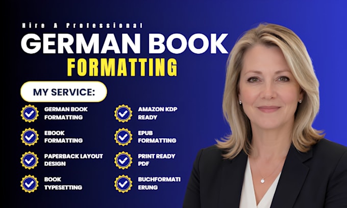 do german book formatting, kindle, format ebook, paperback layout and amazon KDP